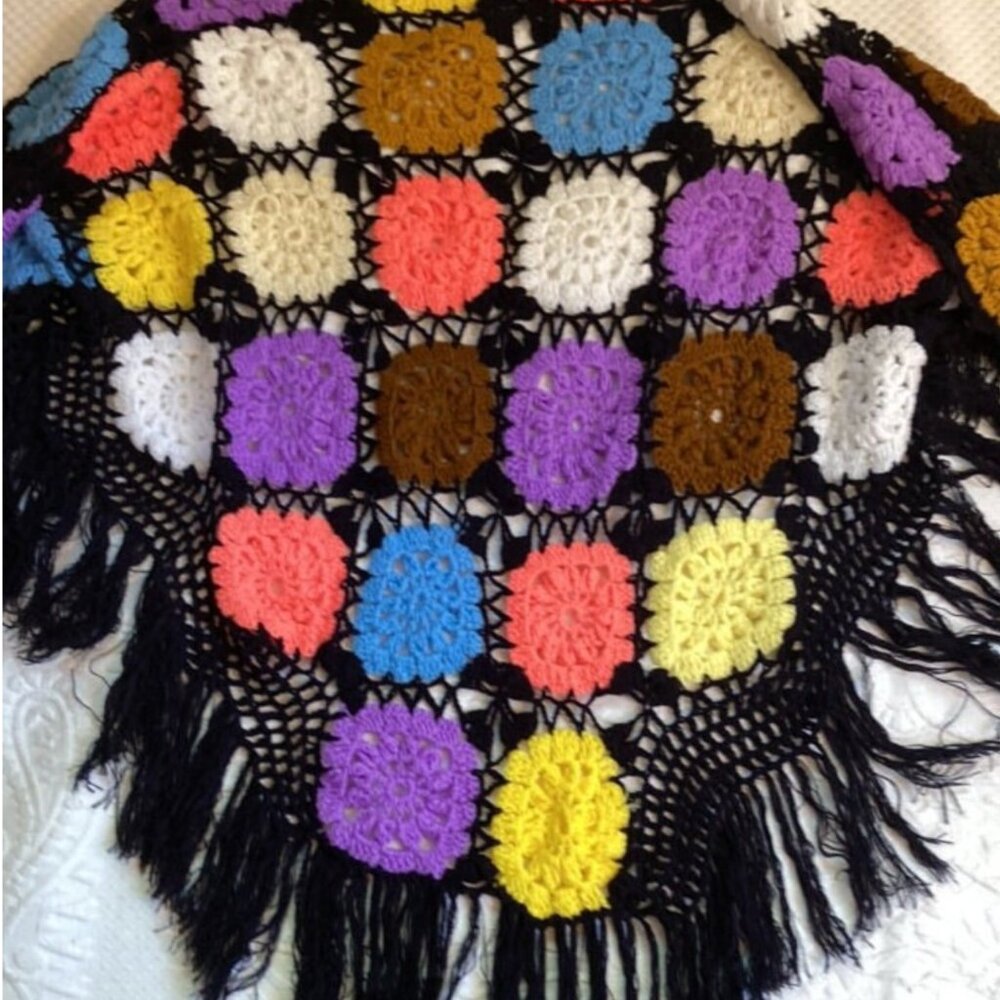 vintage granny square poncho